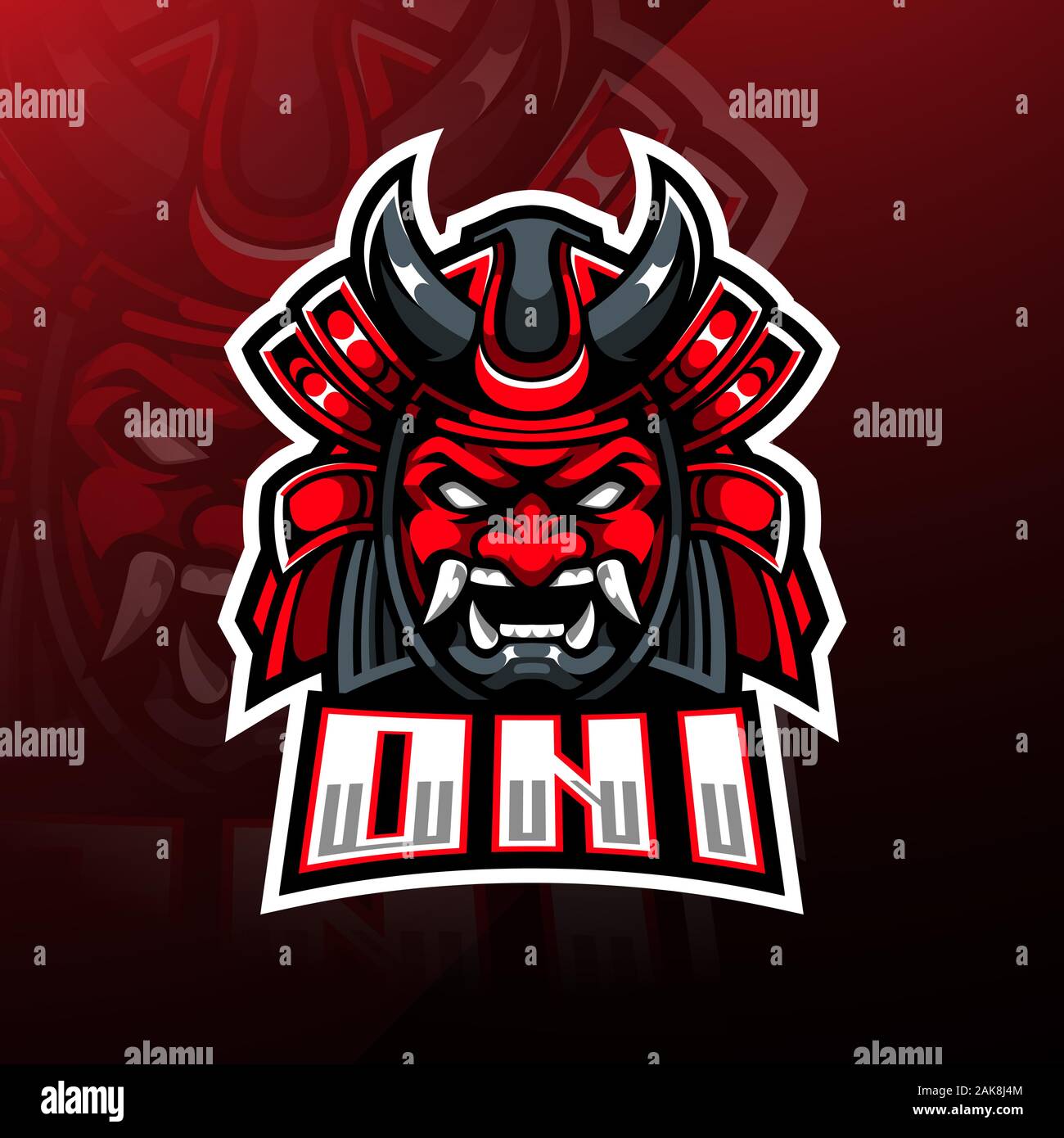Oni esporte mascotte logo design Illustrazione Vettoriale