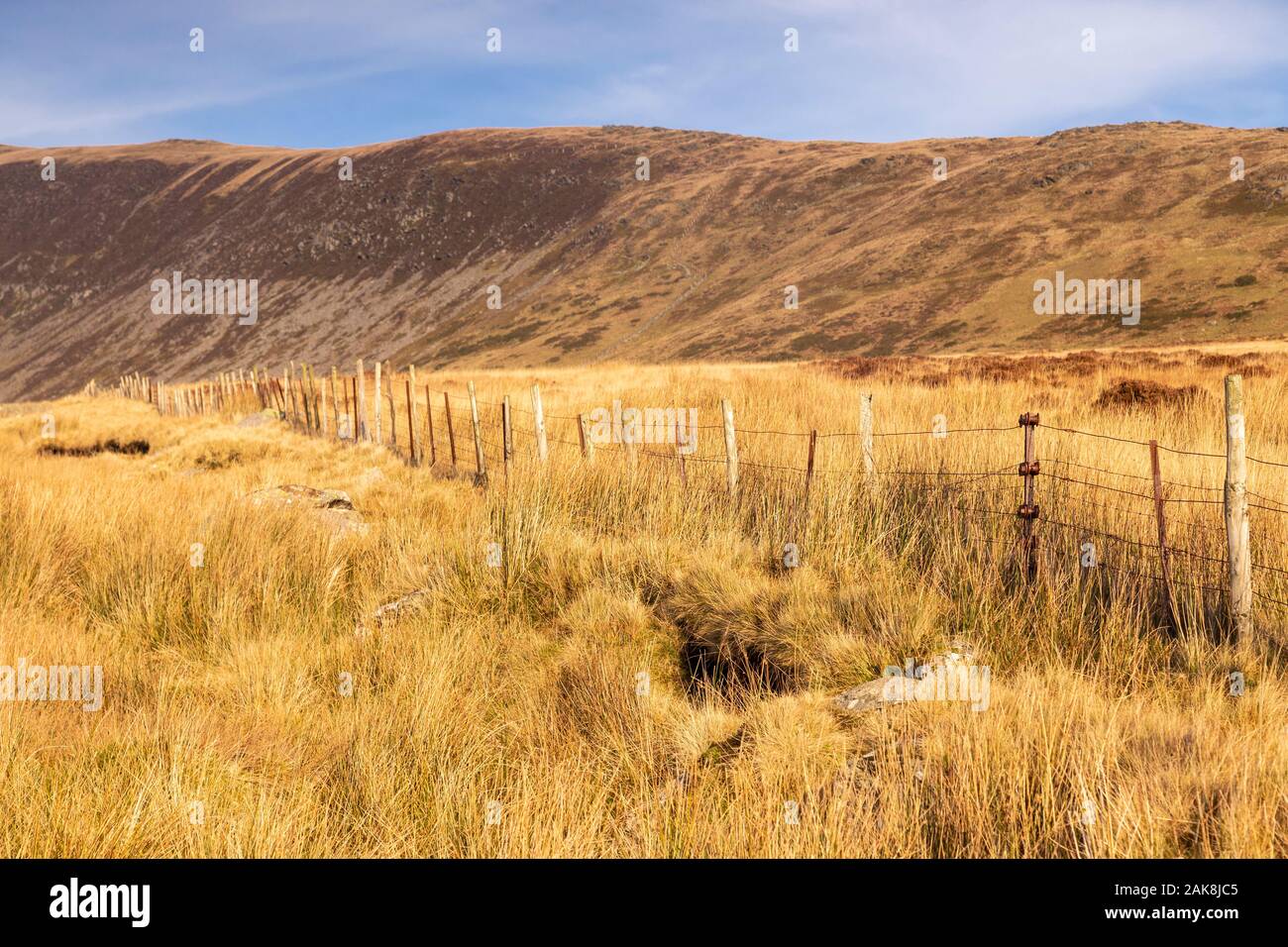 Recinzione in Carneddau Mountains, Snowdonia, il Galles del Nord Foto Stock