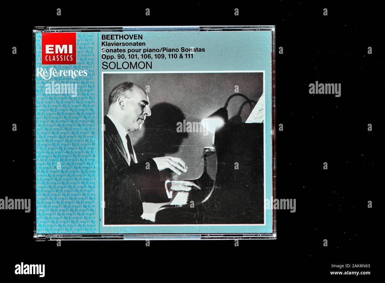 Il coperchio della storica la registrazione di musica su cd di Salomone a suonare il pianoforte sonate opp 90 101 106 109 110 e 111 dal compositore Beethoven. Foto Stock