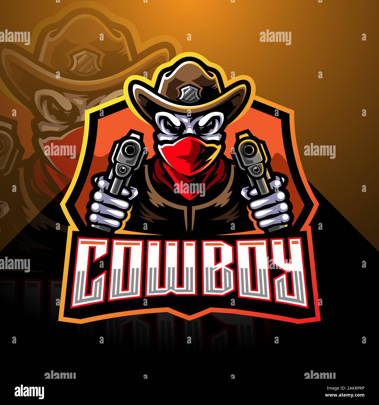 Cowboy esporte mascotte logo design Illustrazione Vettoriale