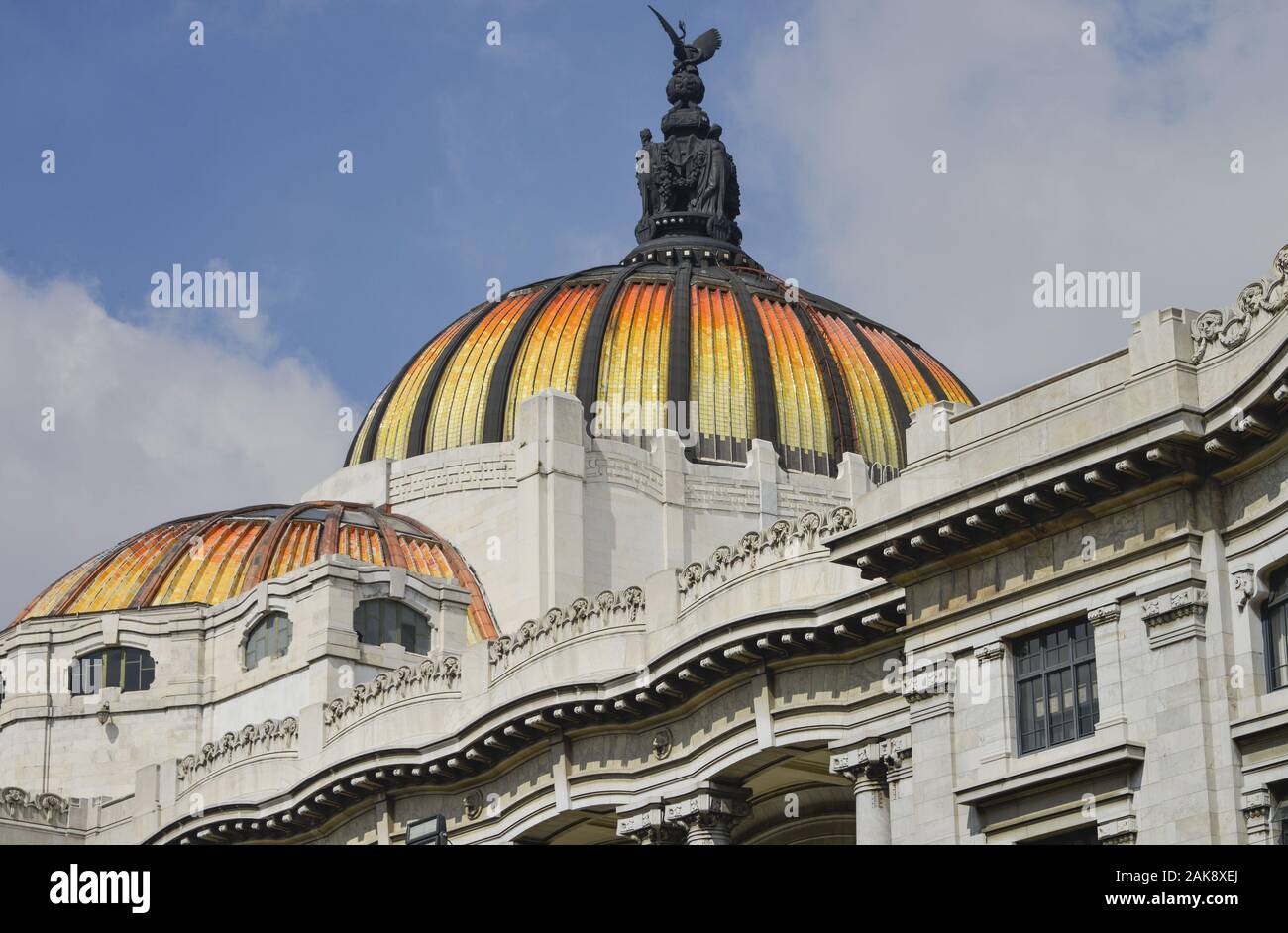 Dach, Kulturpalast Palacio de Bellas Artes, Mexiko Stadt, Mexiko Foto Stock