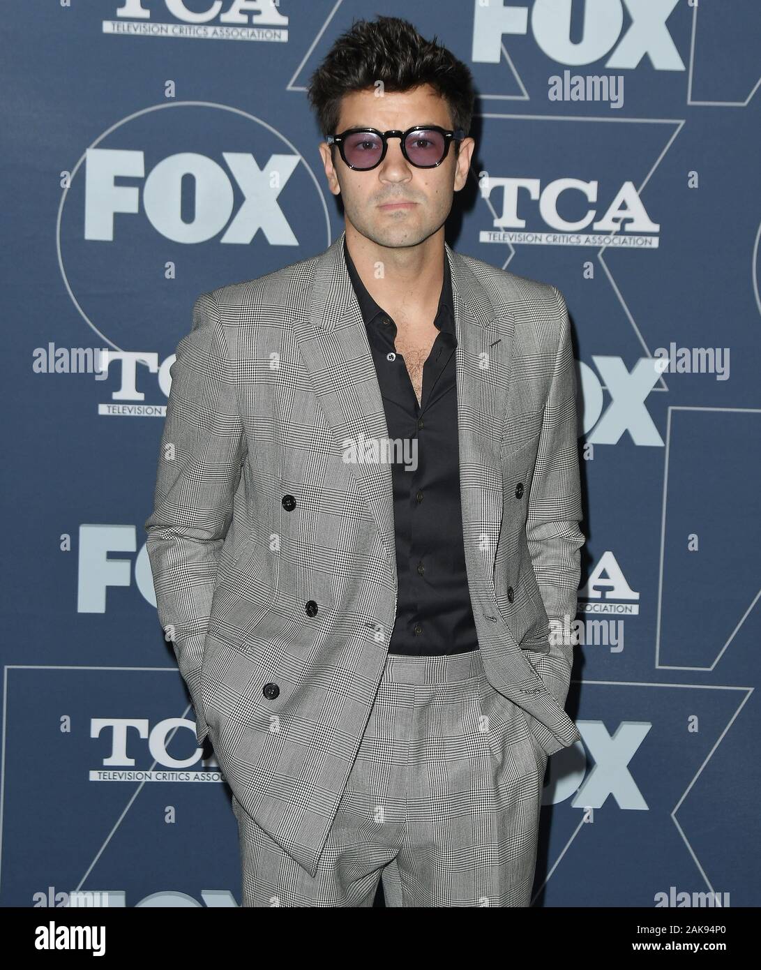 Los Angeles, Stati Uniti d'America. 07Th gen, 2020. Jordan Masterson arriva al FOX TCA invernale tutte le Star Party tenuto presso il Langham Huntington a Pasadena, CA il Martedì, ?Gennaio 7, 2020. (Foto di Sthanlee B. Mirador/Sipa USA) Credito: Sipa USA/Alamy Live News Foto Stock