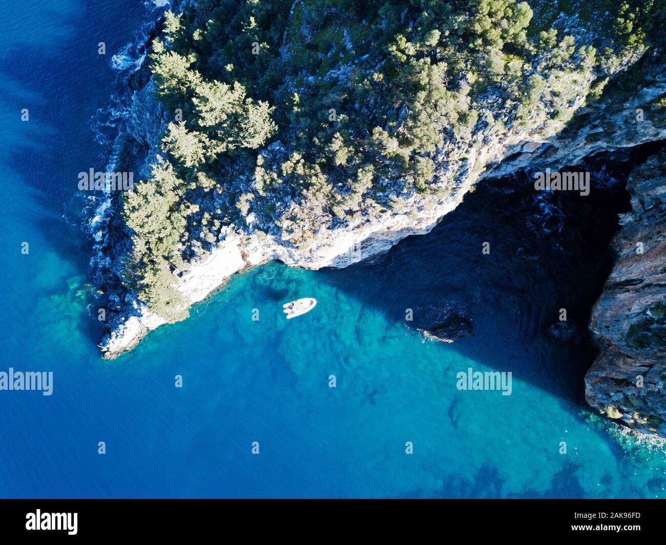Veduta aerea della costa rocciosa vicino Dalyan Fethiye Turchia Foto Stock