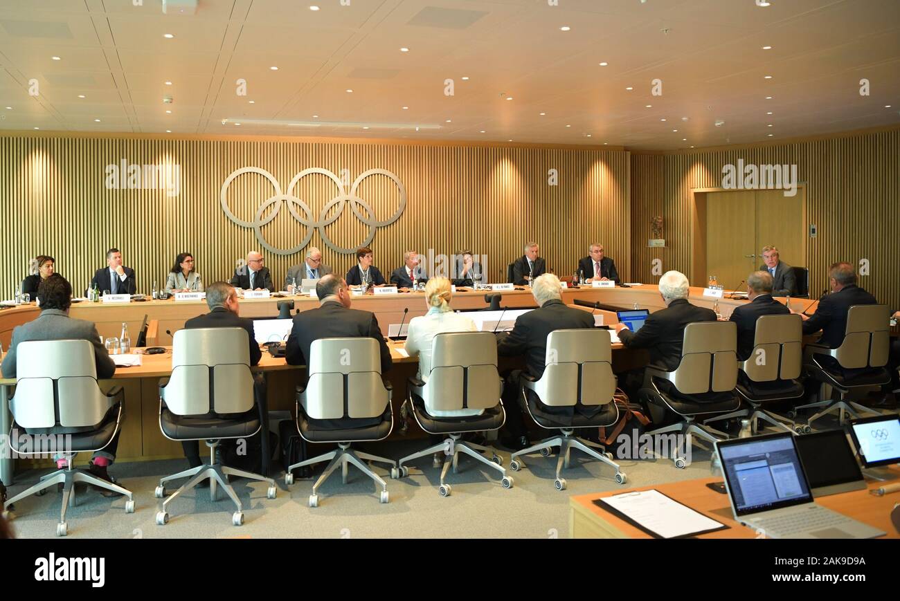 Losanna. Gen 8, 2020. Foto scattata a Gennaio 8, 2020 mostra un Comitato internazionale olimpico (CIO) Comitato esecutivo riunione a Losanna, Svizzera. Credito: Wang Qingqin/Xinhua/Alamy Live News Foto Stock