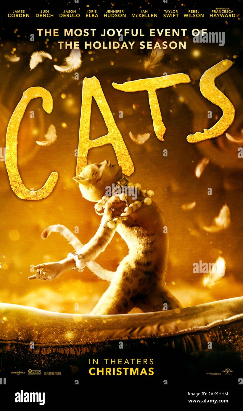 Gatti (2019) diretto da Tom Hooper e interpretato da Jennifer Hudson, Judi Dench, Taylor Swift e Robbie Fairchild. Grande schermo l'adattamento di Andrew Lloyd Webber musical basato T.S. Eliot della raccolta di poesie Old Possum di libri di pratica gatti. Foto Stock