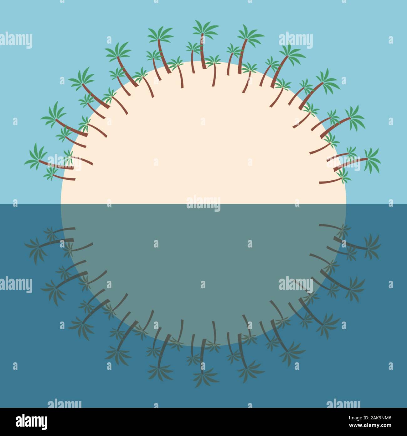 Isola semicircolare con palme. Simbolo del resto nei tropichi. Illustrazione vettoriale EPS10 Illustrazione Vettoriale