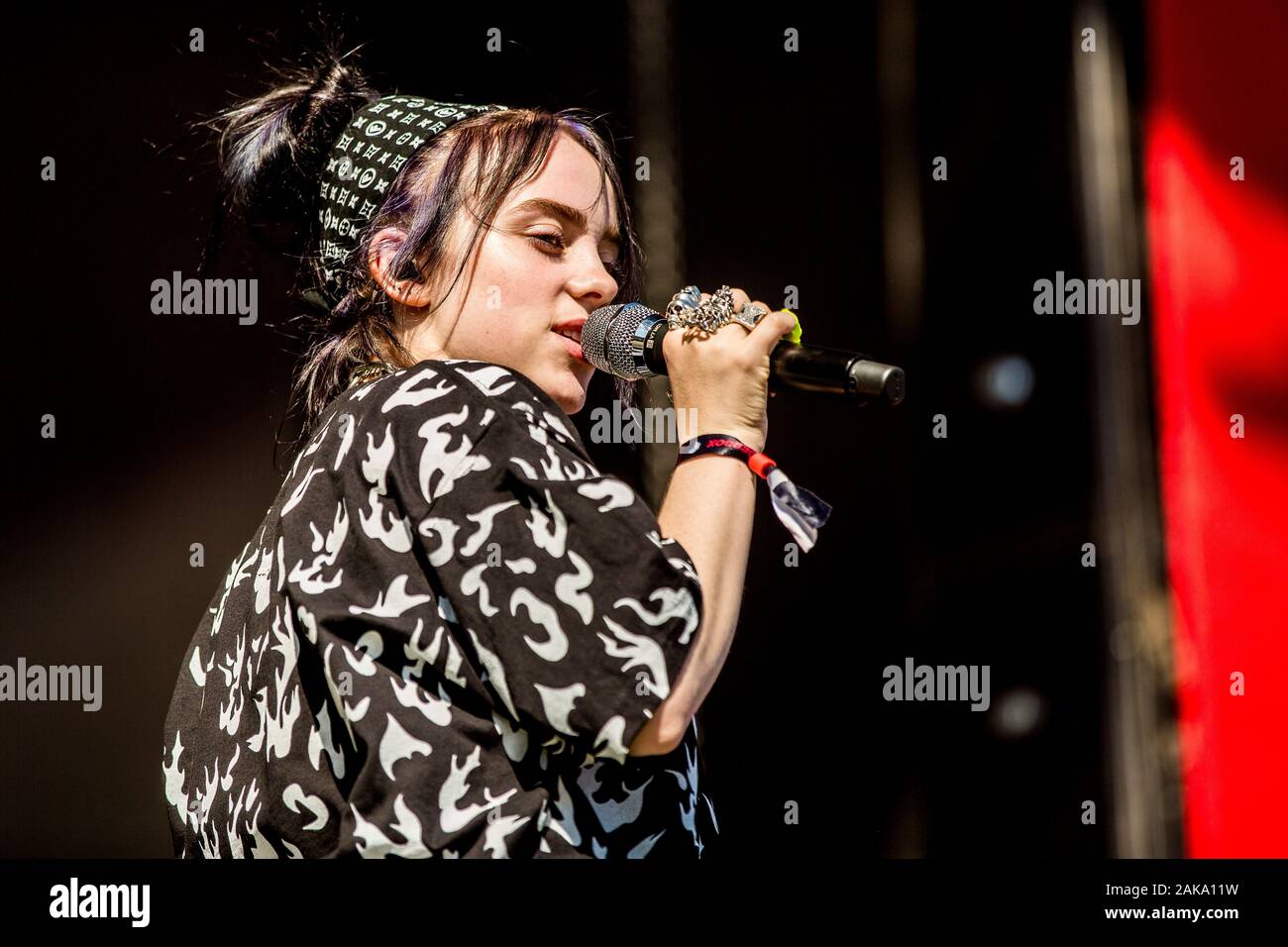 Odense, Danimarca. 27th, Giugno 2019. Il cantante e cantautore Billie Eilish esegue un concerto dal vivo durante il danese music festival polveriera 2019 in Odense. (Photo credit: Gonzales foto - Lasse Lagoni). Foto Stock