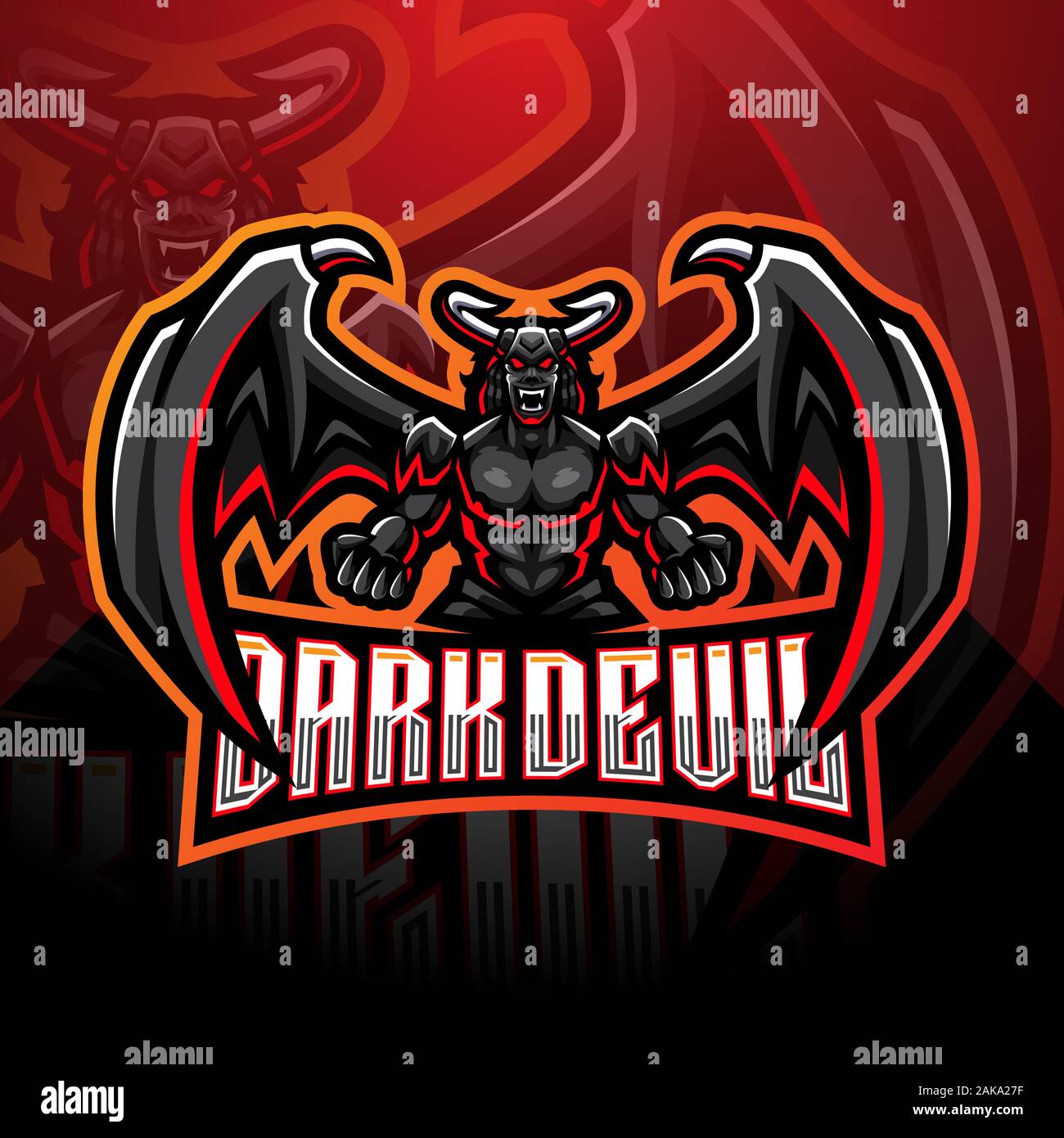 Dark devil esporte mascotte logo design Illustrazione Vettoriale