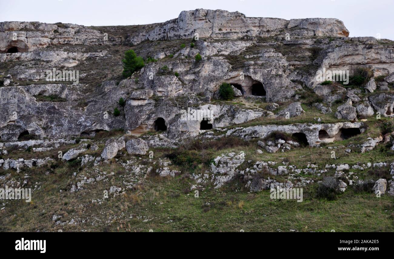 Matera È Höhlen Unesco Weltkulturerbe Foto Stock