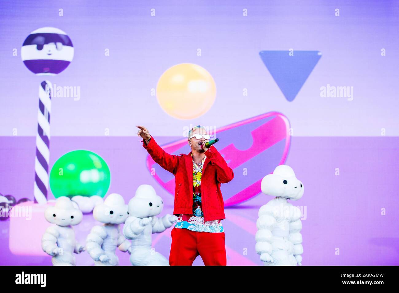 Odense, Danimarca. 27th, Giugno 2019. Il cantante colombiano e reggaeton artista J Balvin esegue un concerto dal vivo durante il danese music festival polveriera 2019 in Odense. (Photo credit: Gonzales foto - Lasse Lagoni). Foto Stock