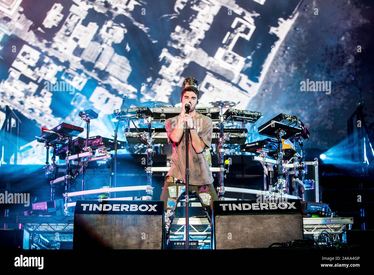 Odense, Danimarca. 27th, Giugno 2019. L'americano del duo di DJ Il Chainsmokers esegue uno spettacolo dal vivo durante il danese music festival polveriera 2019 in Odense. (Photo credit: Gonzales foto - Lasse Lagoni). Foto Stock