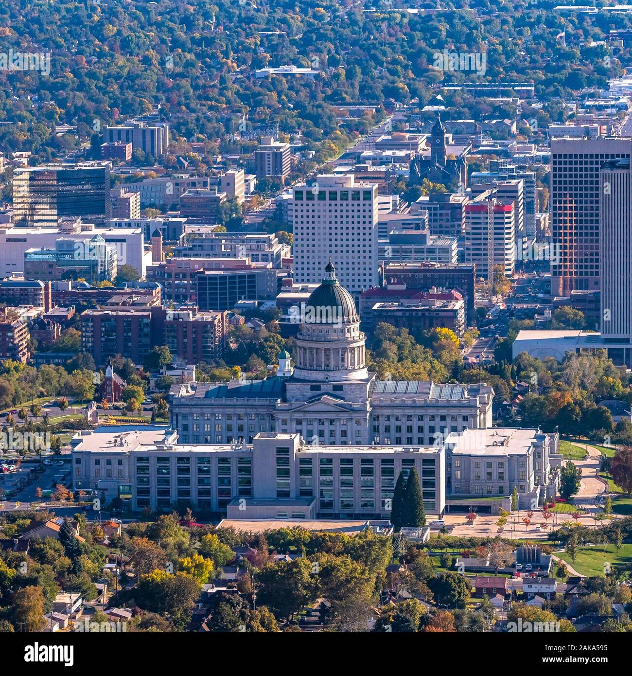 Square vista aerea di Salt Lake City nello Utah Foto Stock