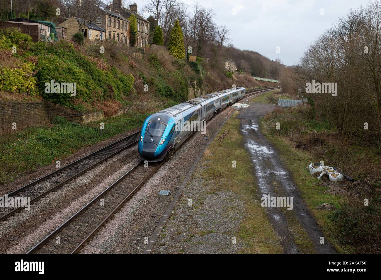 Nova 1 Trans Pennine Express (TPE) viaggio in treno da Huddersfield a Manchester che è entrato in servizio nel tardo 2019 Foto Stock