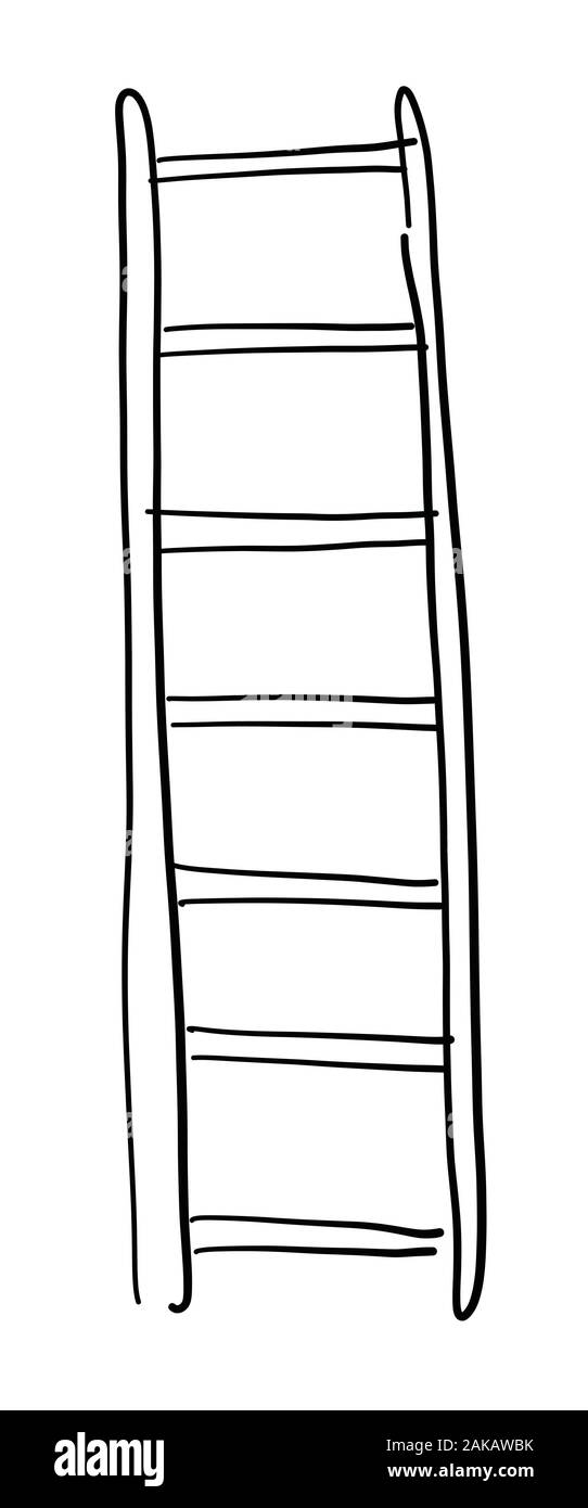 Disegnato a mano disegno vettoriale illustrazione della scaletta di legno.  Sfondo bianco, contorni neri Immagine e Vettoriale - Alamy