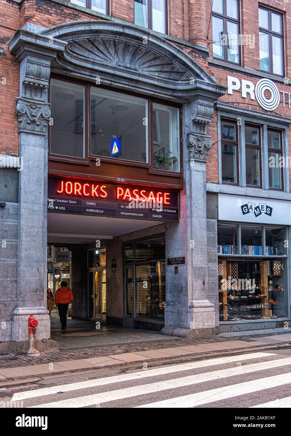 Passaggio Jorcks - shopping alley nel tardo XIX secolo dall'architetto Vilhelm Dahlerup in Copenhagen Danimarca . Foto Stock