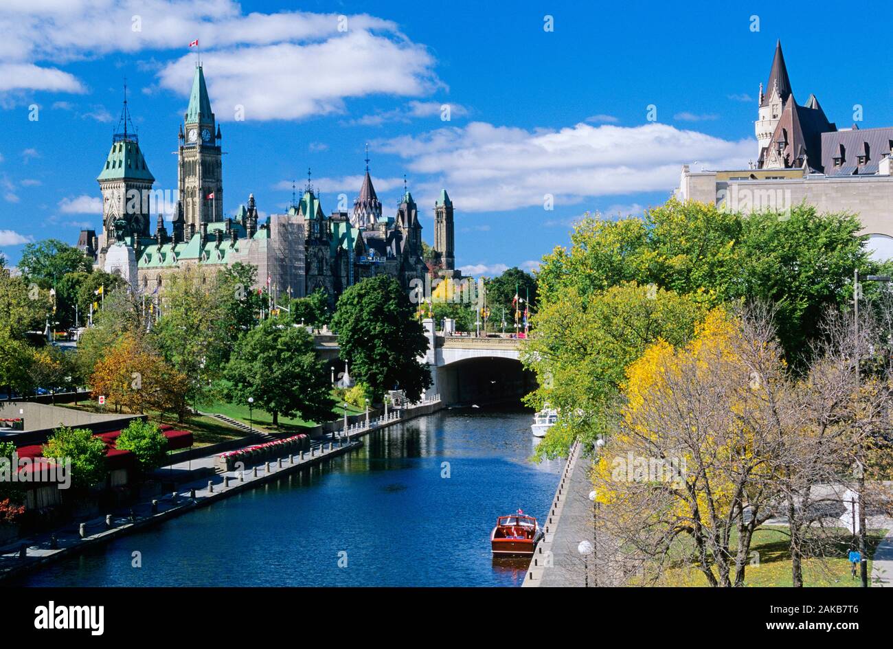 Paesaggio cittadino di Ottawa con Il Rideau Canal, Ontario, Canada Foto Stock
