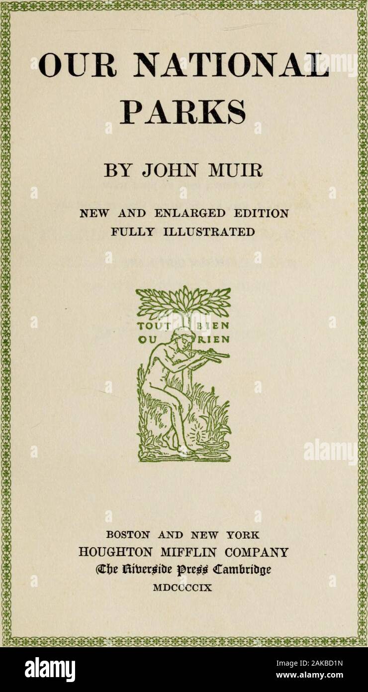 I nostri parchi nazionali . COPYRIGHT, I9OI, DA GIOVANNI MUIRCOPYRIGHT, 1909, da Houghton Mifflin COMPANY TUTTI I DIRITTI RISERVATI Pubblicato ad ottobre iqoq UPB DI CHAELES SPRAGUE SAEGENT saldi amante e difensore delle nostre foreste dei countrys questo piccolo libro STfif ^ffectt0natel|) £)etiicateti nota per le tabelle di informazioni riguardanti theNational Parchi e monumenti nazionali printedin il appendice a questo volume il lettore è in-debted al sig. Allen Chamberlain, che hasbeen molto di dolori per accumulare dati non easilyobtainable altrove. La mappa in corrispondenza del beginningof il libro è stato compilato dal sig. Cham-ber Foto Stock