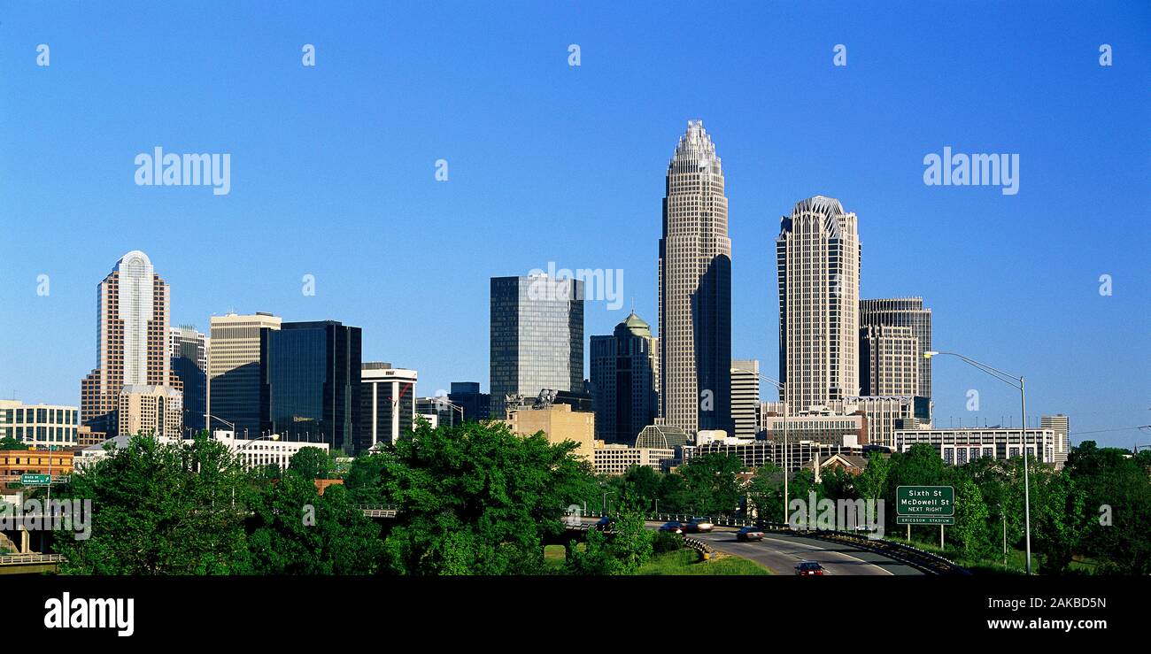 Vista della città, Charlotte, North Carolina, STATI UNITI D'AMERICA Foto Stock