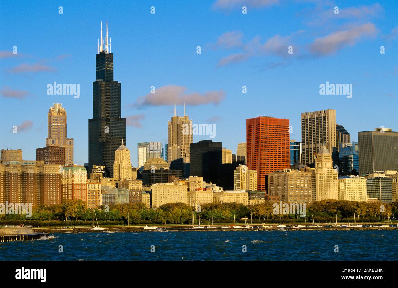 Skyline della città di Chicago, Illinois, Stati Uniti d'America Foto Stock