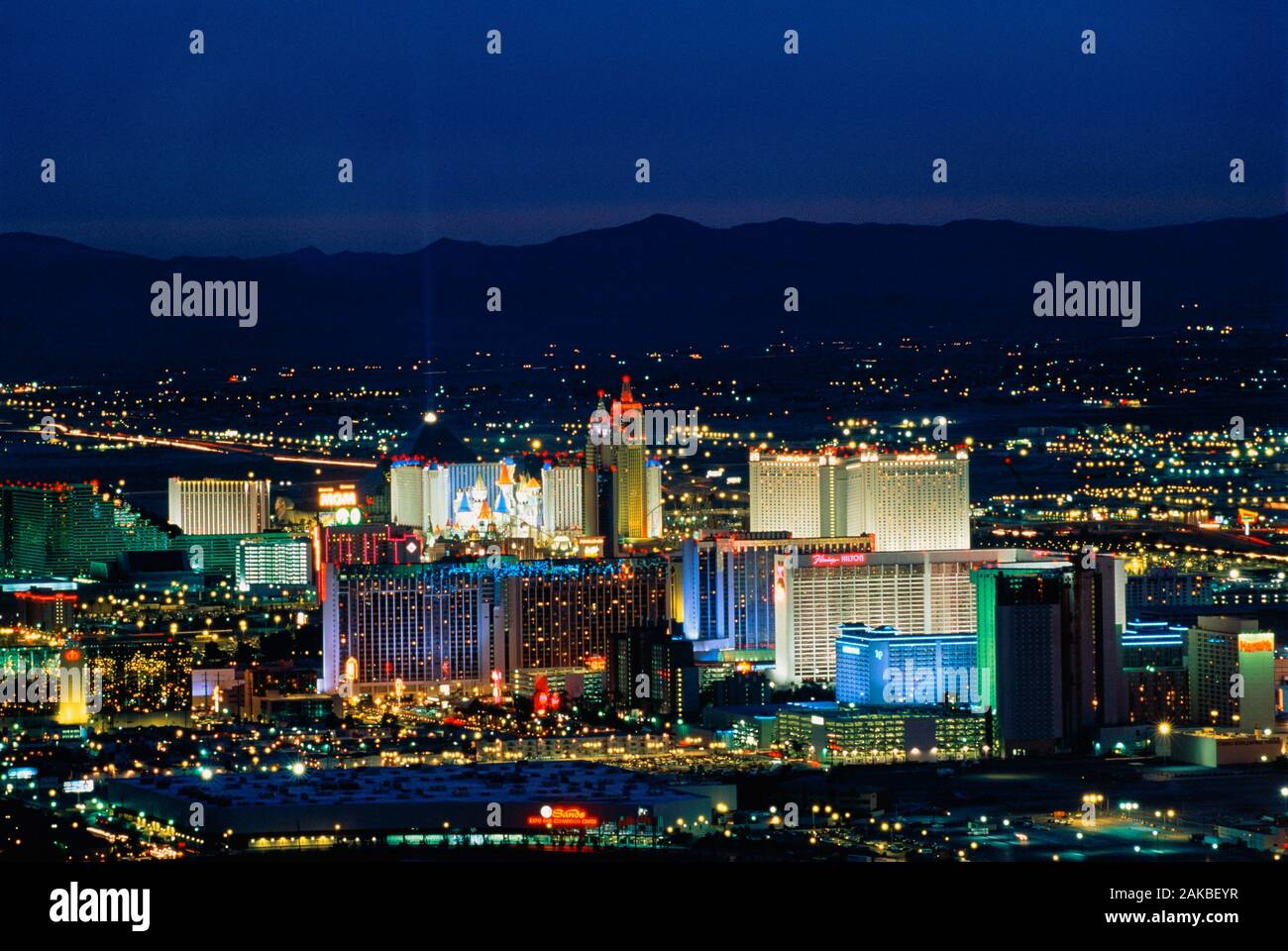 Paesaggio urbano di notte, Las Vegas, Nevada, STATI UNITI D'AMERICA Foto Stock