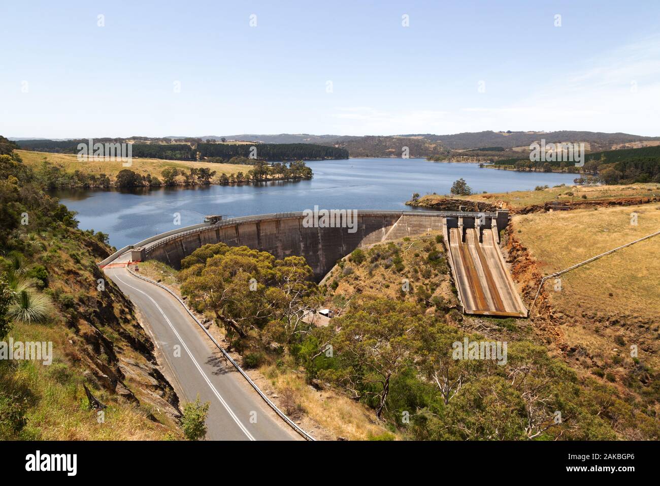 Myponga Dam e serbatoio myponga, alimentazione di acqua a circa 60 miglia da Adelaide in South Australia Foto Stock