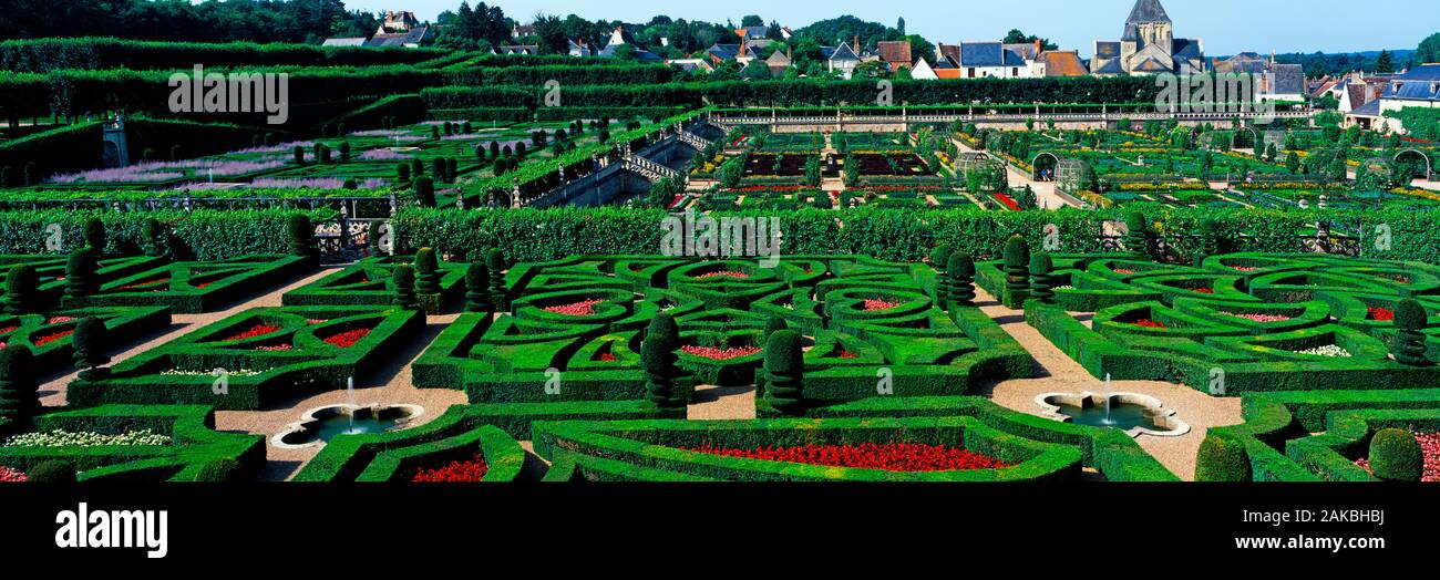 Giardini del Castello di Villandry, Villandry, Francia Foto Stock