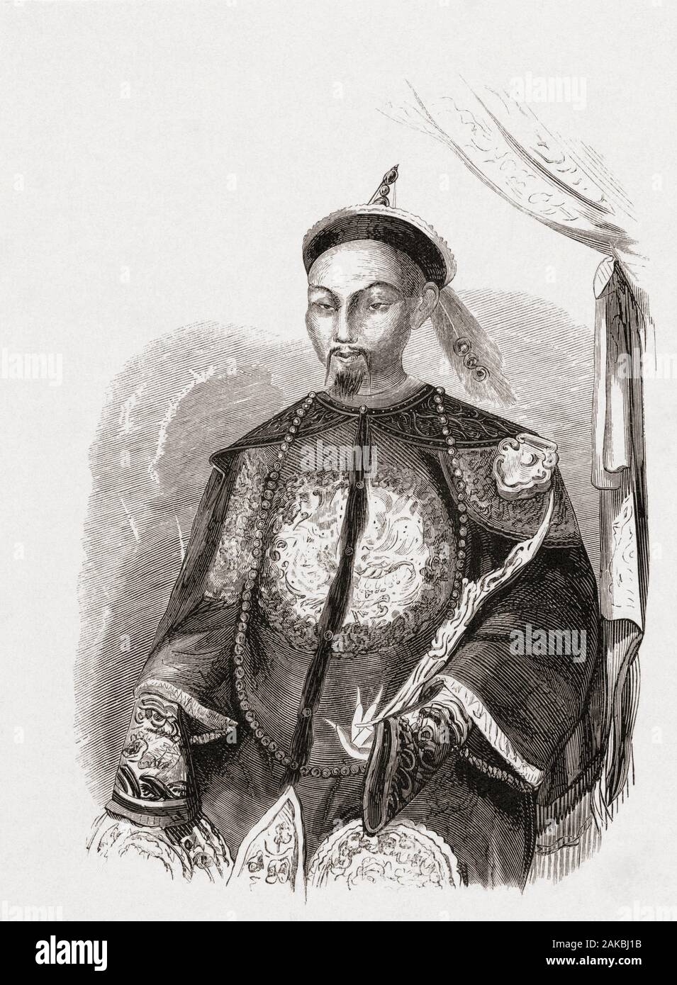 L'imperatore Daoguang, 1782 - 1850. Ottavo imperatore della dinastia Qing. Nato Aisin Gioro Mianning. Dopo un secolo XIX la stampa. Foto Stock