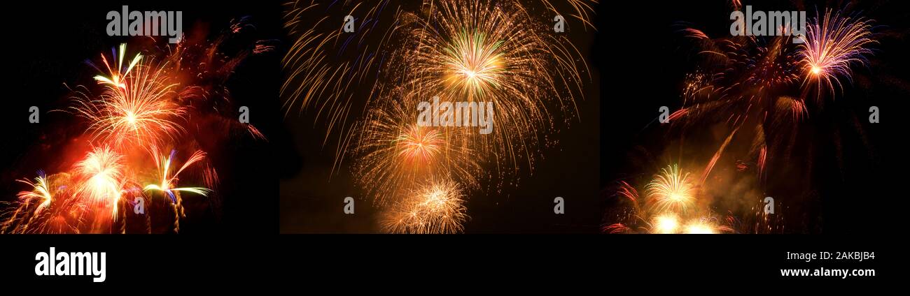 Fuochi d'artificio contro il cielo di notte, Seattle, Washington, Stati Uniti d'America Foto Stock