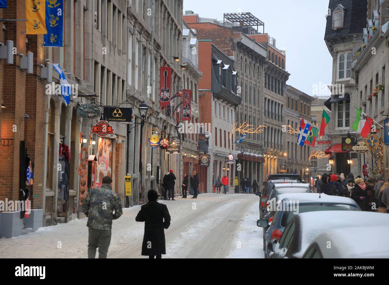 Rue Saint-Paul Est Saint Paul Street East in una giornata invernale.Old Montreal.Montreal.Québec.Canada Foto Stock