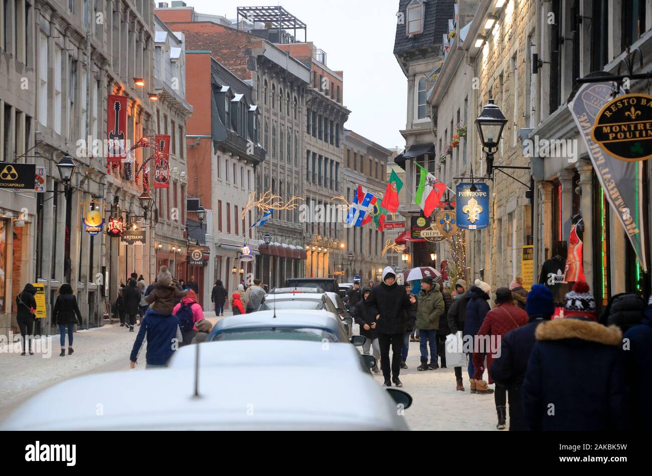 Rue Saint-Paul Est Saint Paul Street East in una giornata invernale.Old Montreal.Montreal.Québec.Canada Foto Stock