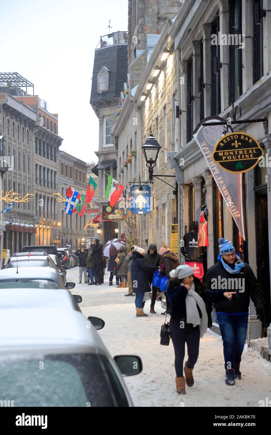 Rue Saint-Paul Est Saint Paul Street East in una giornata invernale.Old Montreal.Montreal.Québec.Canada Foto Stock