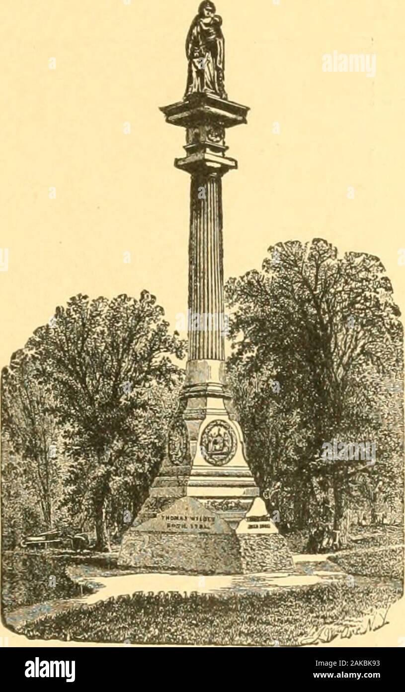 Baltimora: il suo passato e presente . r nel 1853. Il ramo di Washington era già stata completata nel 1835. Sotto la gestione energetica del Presidente John W. Garrett, le linee di theBaltimore e Ohio Railroad sono stati estesi attraverso il Sud Ohio, reachingCincinnati, offrendo ihe Great West uno sbocco al mare, mentre le sue linee meridionali con-legare con il grande sistema di strade, giungendo fino al golfo di Chicago tapsthe filiale di grandi mercati di grano del nord-ovest. A questa vasta area di Baltimora e Ohio la pietra miliare wasemonies sulla quarta ofment è un grazioso Doricmarble. La base è 50alta, Foto Stock