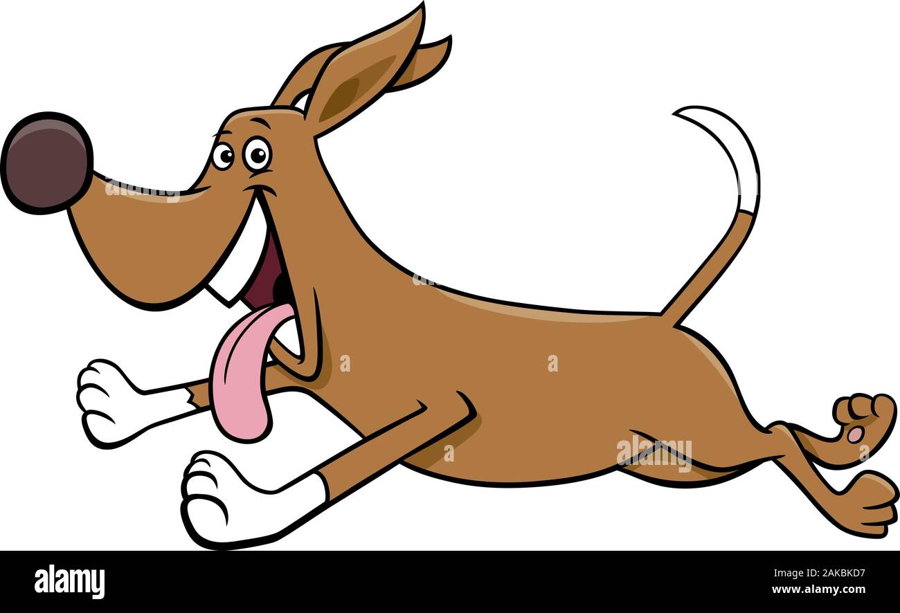 Illustrazione del fumetto di divertenti in esecuzione cane fumetto personaggio animale Illustrazione Vettoriale