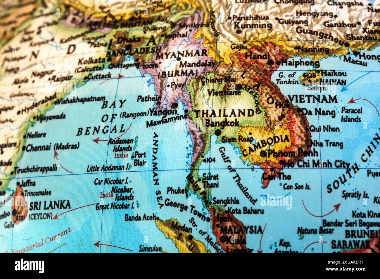 Sud Est Asia mappa Foto Stock