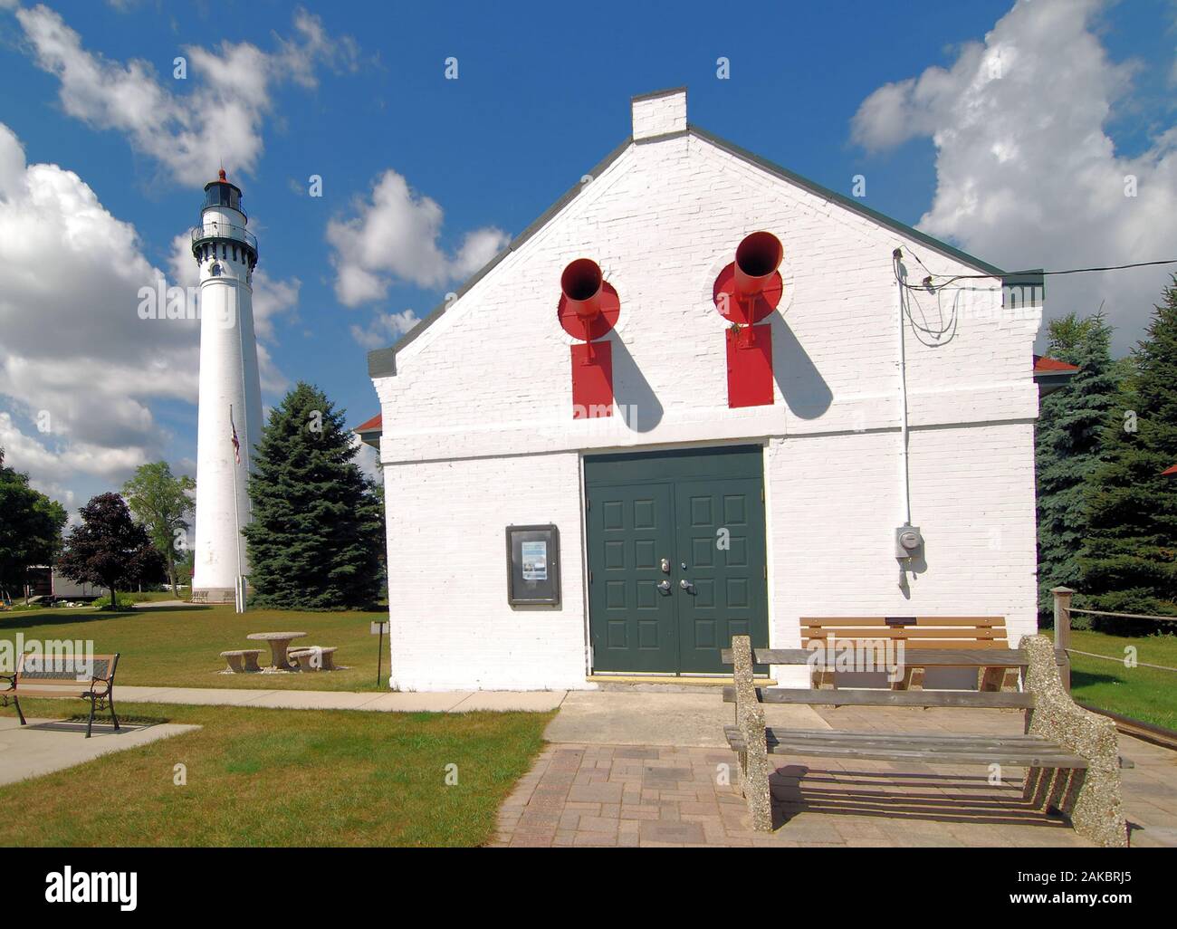 Faro di Wind Point vicino a Racine, Wisconsin. Foto Stock