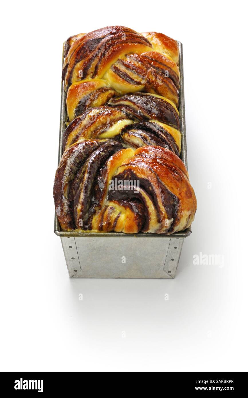 Cioccolato artigianale babka, swirl brioche al cioccolato Foto Stock