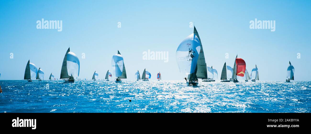 Barca a vela gara in oceano, Key West, Florida, Stati Uniti d'America Foto Stock