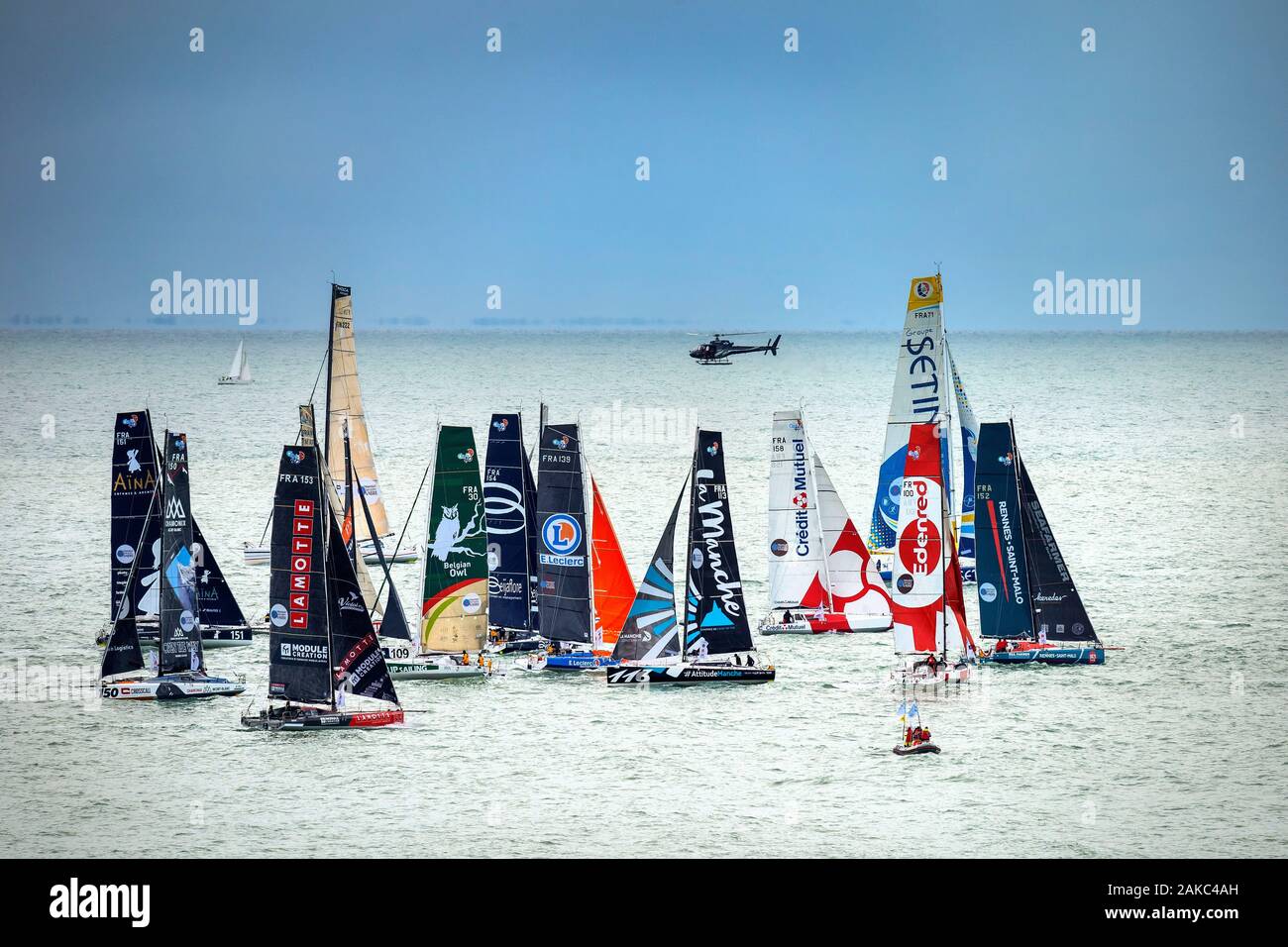 Francia, Seine Maritime, Le Havre, Transat Jacques Vabre, barche sulla linea di partenza Foto Stock
