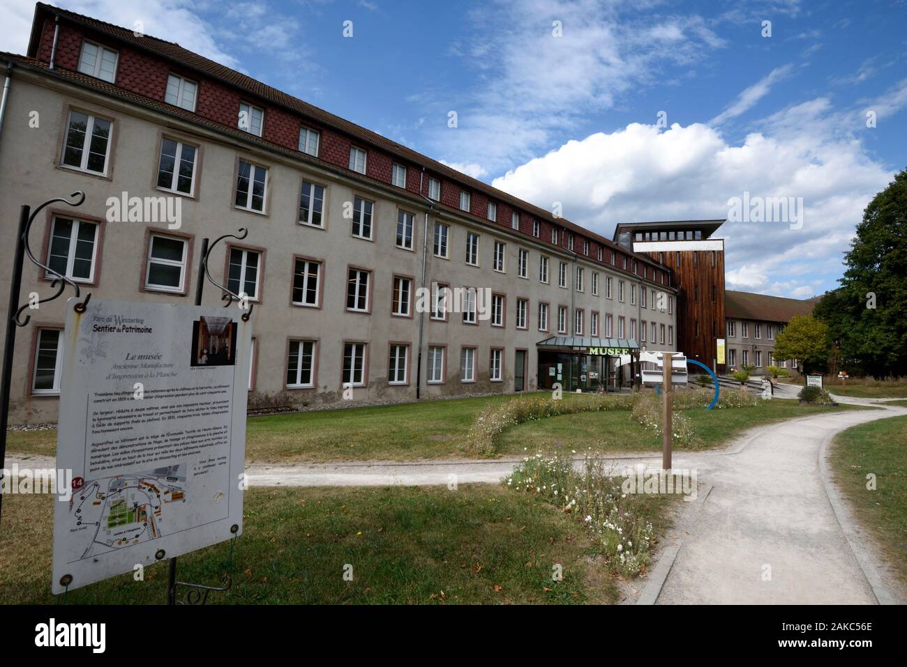 Francia, Haut Rhin, Husseren Wesserling, Wesserling Park, durante le Giornate del patrimonio, museo tessile Foto Stock