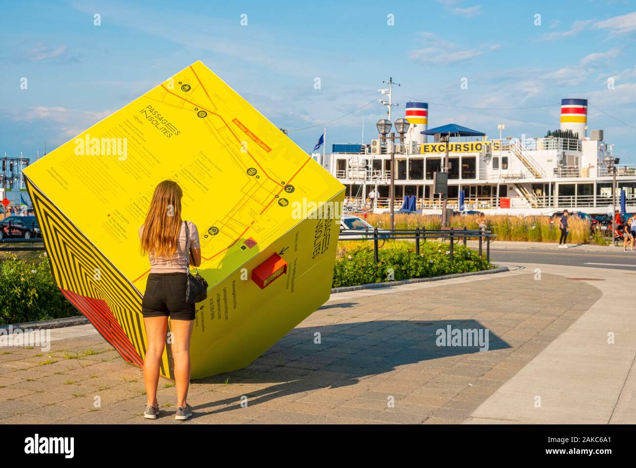 Canada, Québec, Provincia di Quebec City, Vecchia Quebec elencati come patrimonio mondiale dall' UNESCO sito, bassa sezione, pianta della città su un cubo Foto Stock