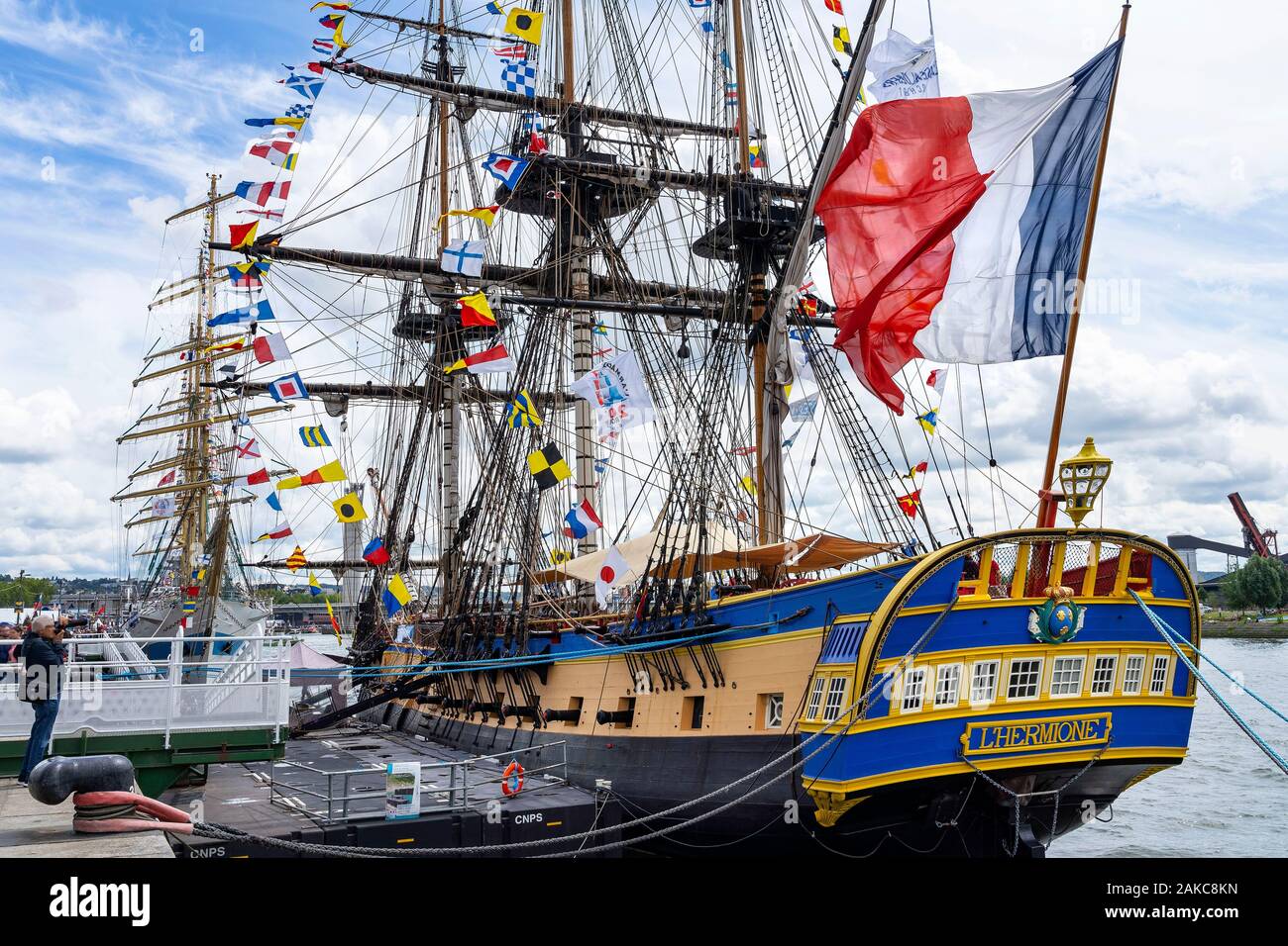 Francia, Seine Maritime, Rouen, Armada di Rouen 2019, il Hermione, Quai Emile Duchemin Foto Stock