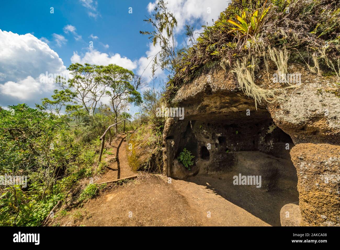 Ecuador, Arcipelago delle Galapagos, classificato come patrimonio mondiale dall UNESCO, Santa Maria (isola Floreana), tufo, Asilo de la Paz, altipiani di Floreana Foto Stock