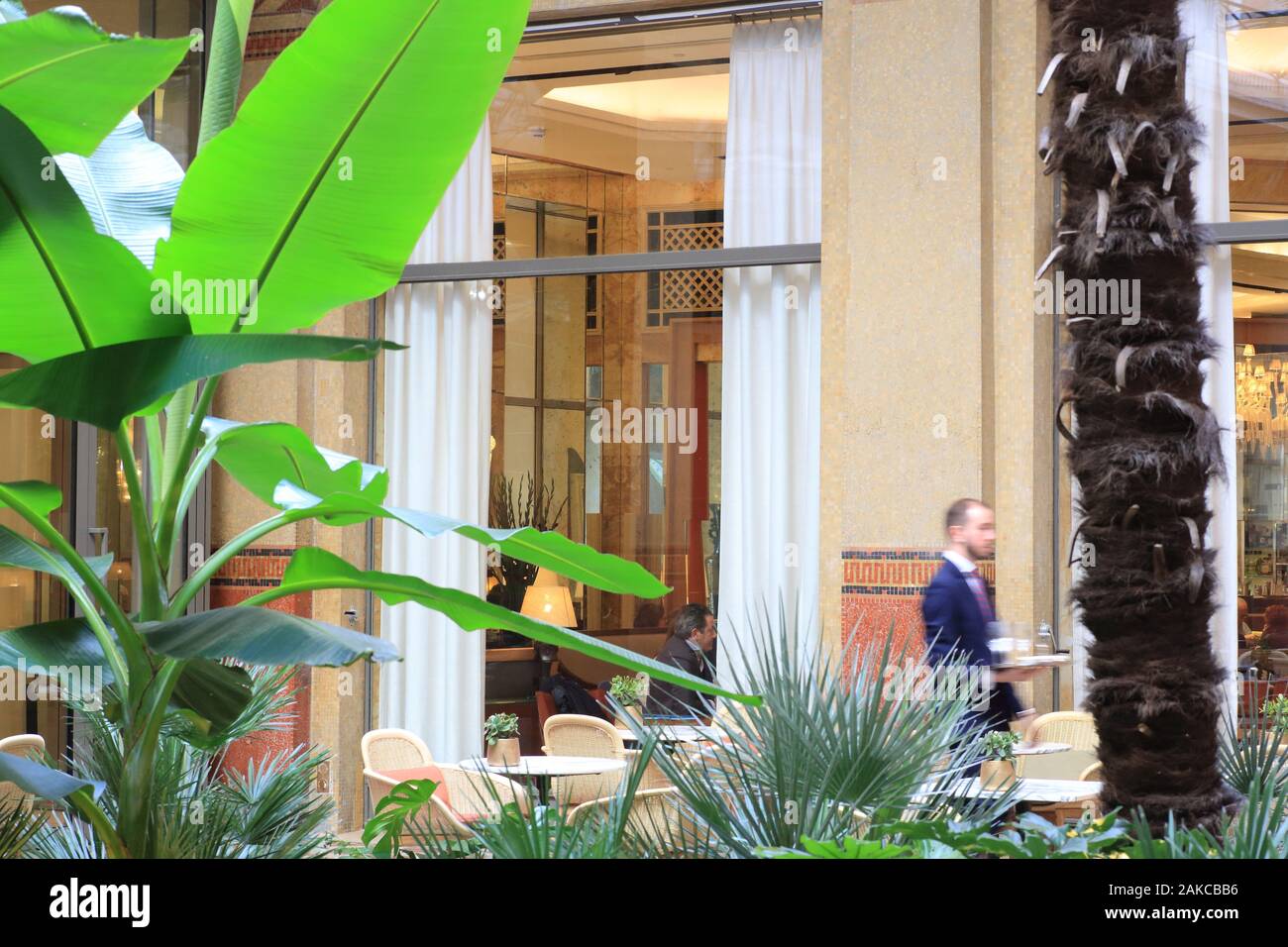 Francia, Parigi, Avenue Georges V, l'Hotel Prince de Galles (Marriott) inaugurato nel 1929, l'Art Deco Patio Foto Stock