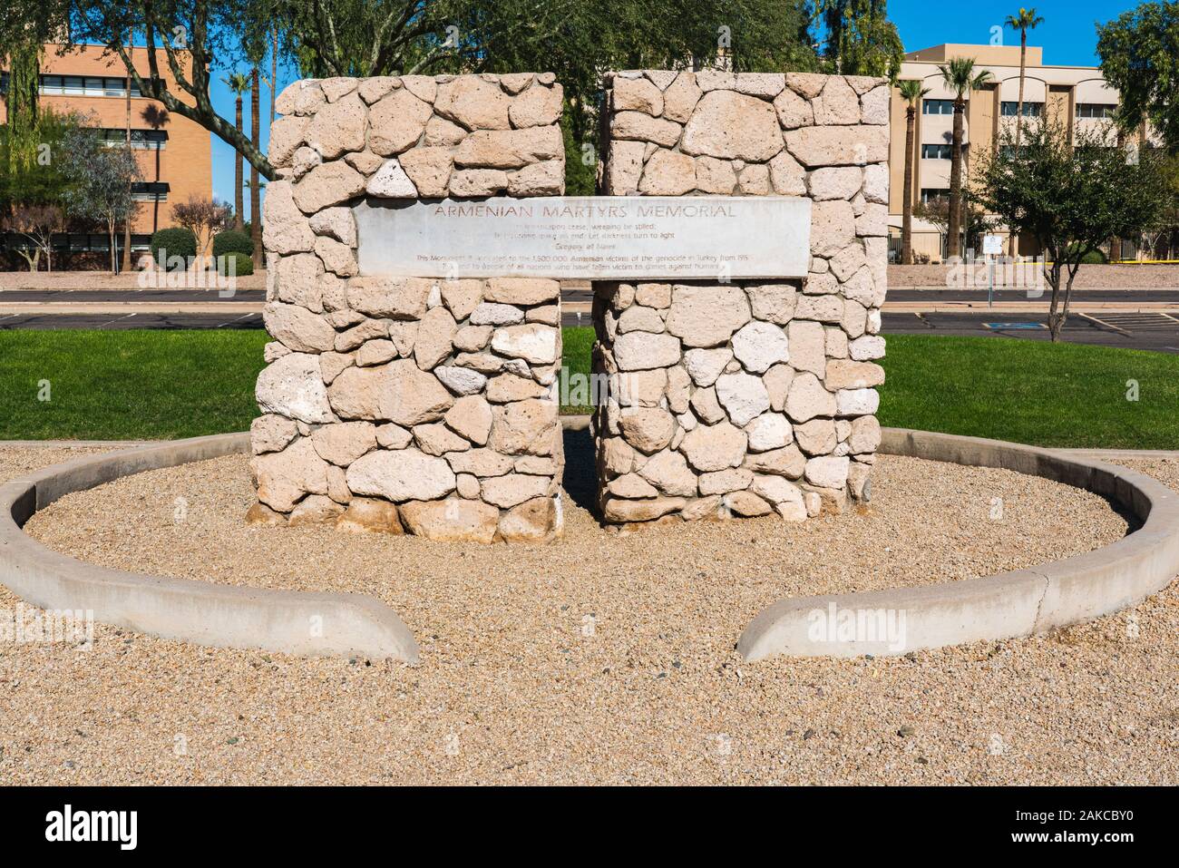 Phoenix, AZ - nov. 30, 2019: questo memoriale è dedicato a un milione e mezzo di vittime armene del genocidio in Turchia tra il 1915 e il 1921 e a tutti peo Foto Stock