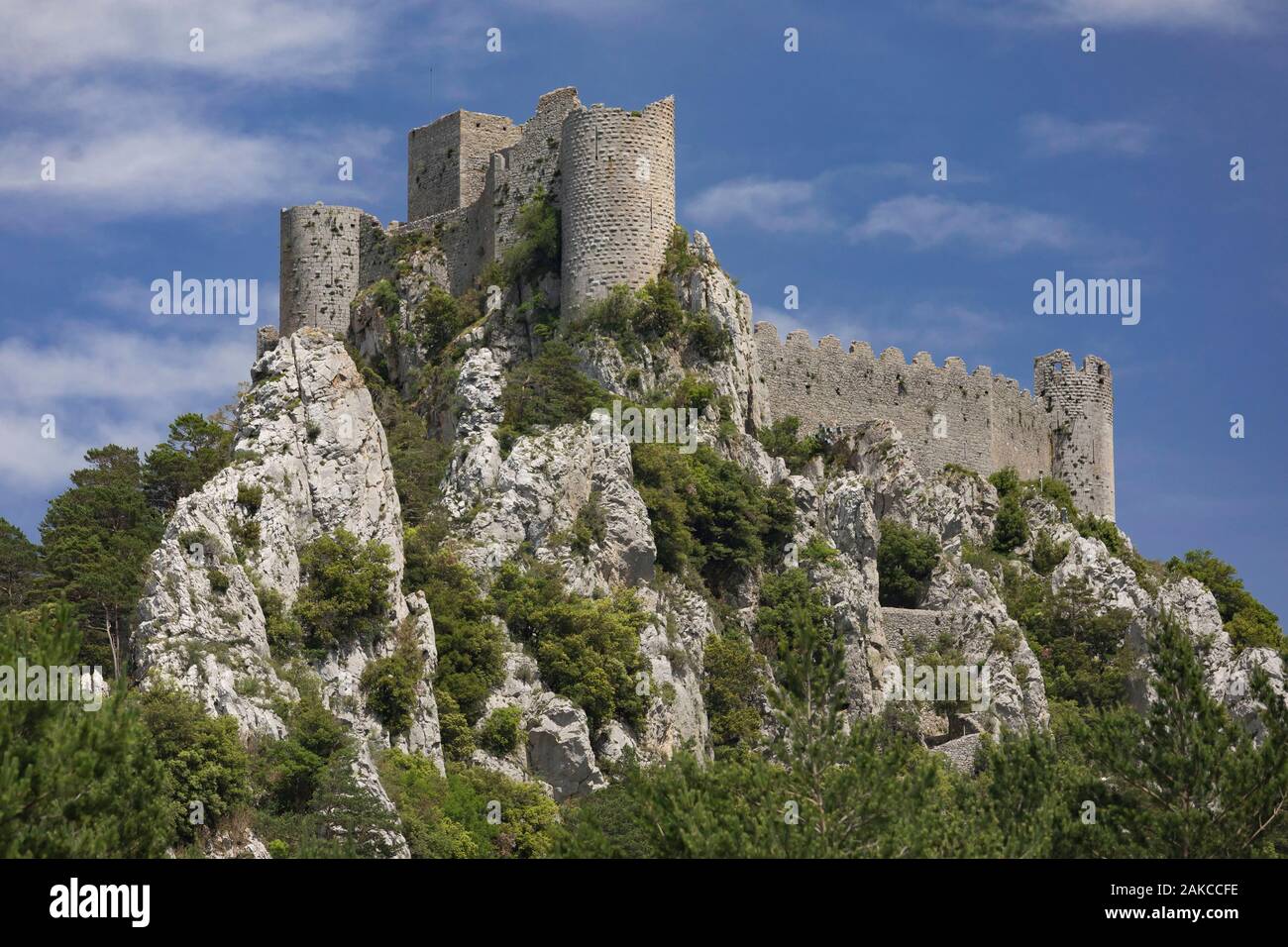Francia, Aude, Puilaurens, Castello di Puilaurens Foto Stock