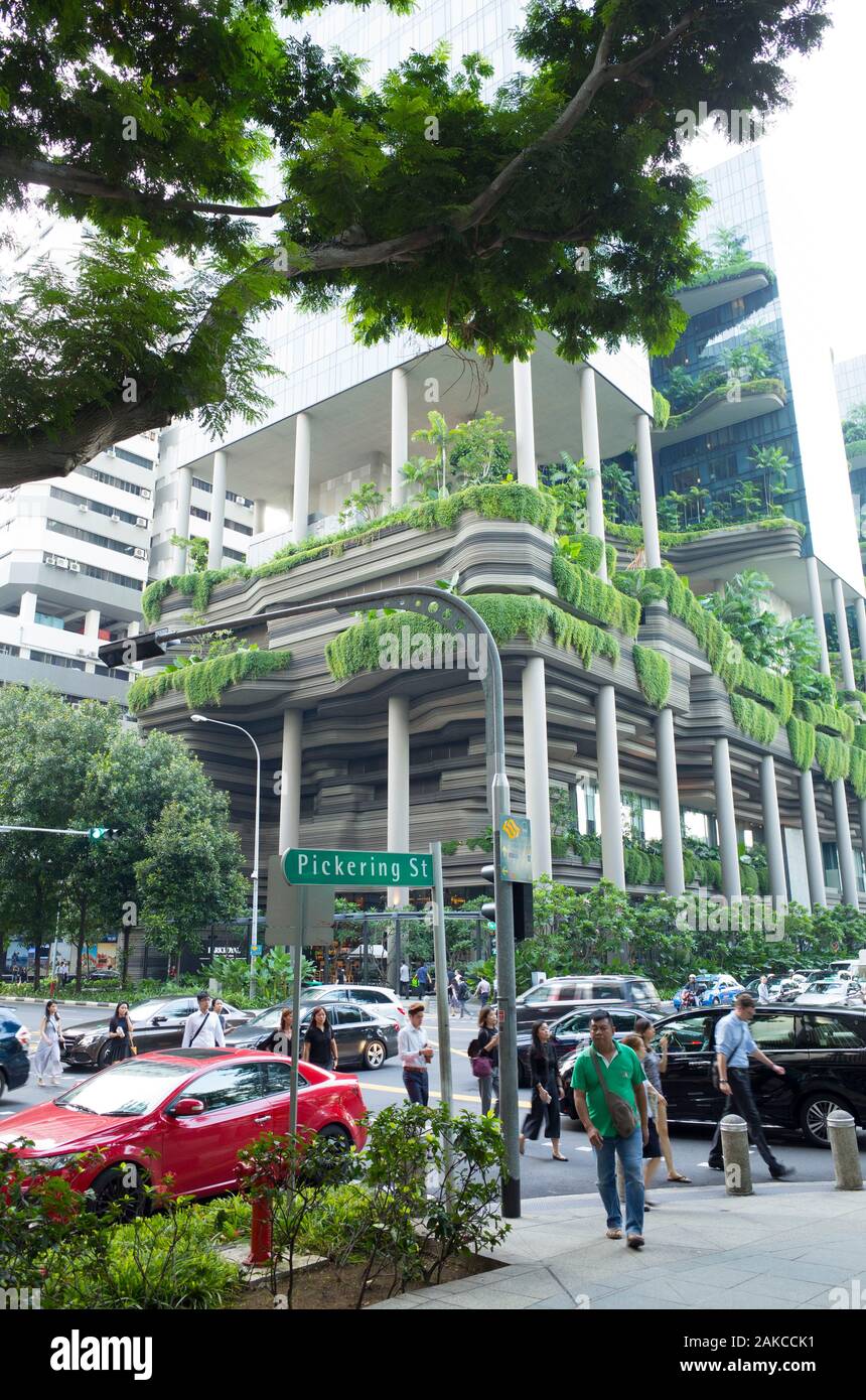 Singapore, Singapore, Pickering Street, edifici vegetalized ottenere incentivi finanziari Foto Stock