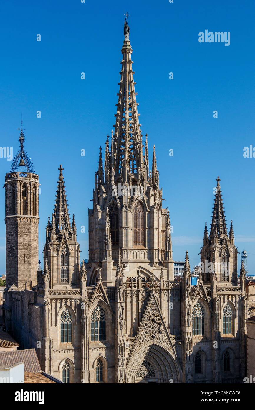 13C Barcelona Cattedrale della Santa Croce e Santa Eulalia. Situato nel quartiere Gotico della citta' e costruito in stile Revival Gotico. Foto Stock