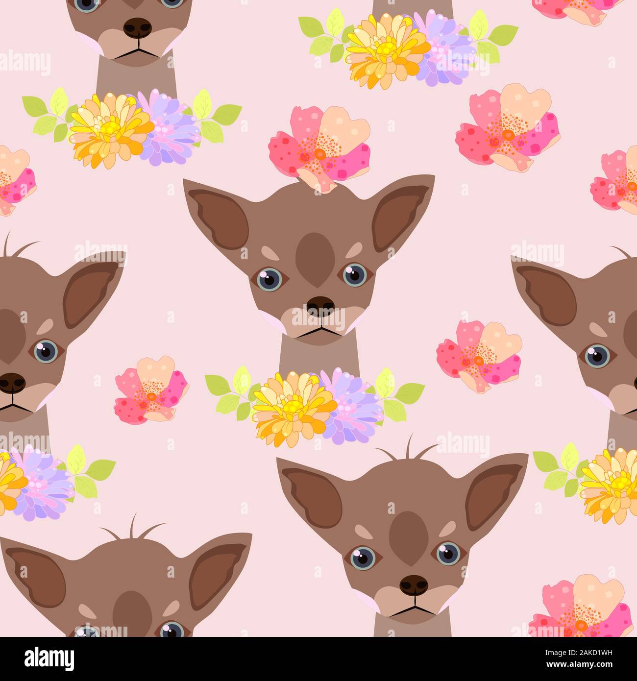 Infantile seamless pattern con disegnati a mano i cani. Illustrazione Vettoriale