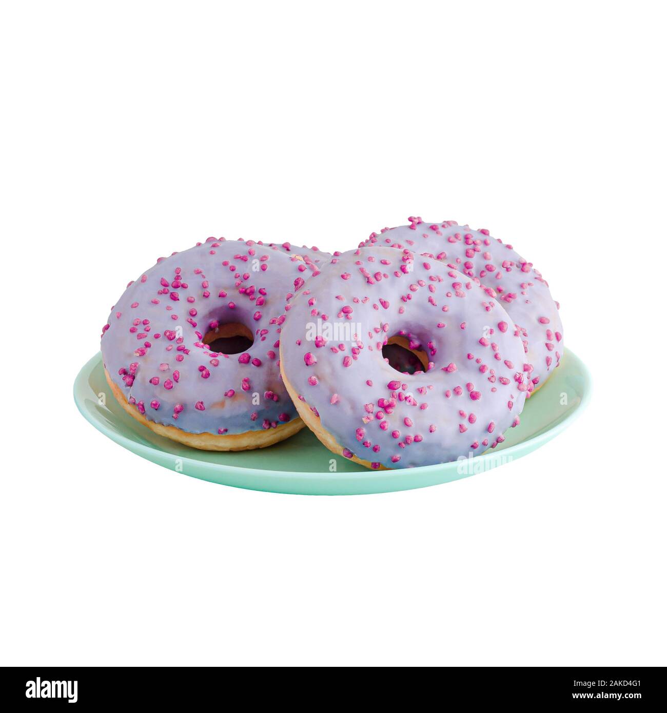 Isolate il sapore di frutta ciambelle su una piastra. La colazione e gli spuntini concept Foto Stock