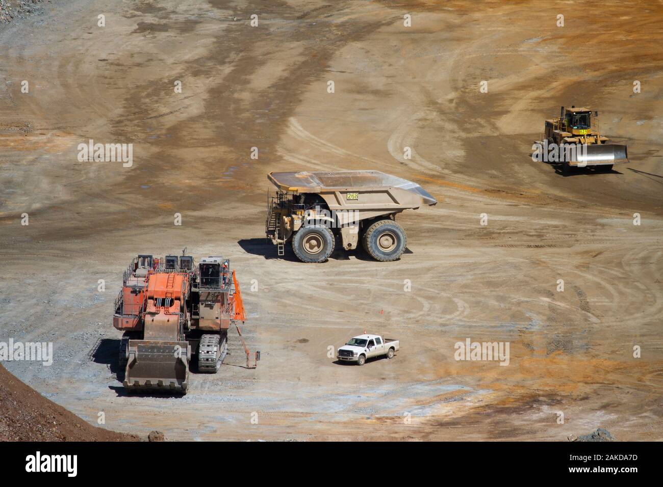 Carrelli minerari e attività nel Nevada Foto Stock